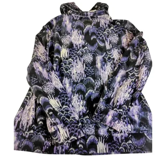 Abstract Ikat Hoodie Retro Boho Psychedelic Maximalist Loungewear Sweatshirt L - Picture 2 of 3